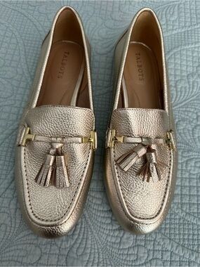 Talbots Metallic Gold Tassel Loafers/Driving Shoes